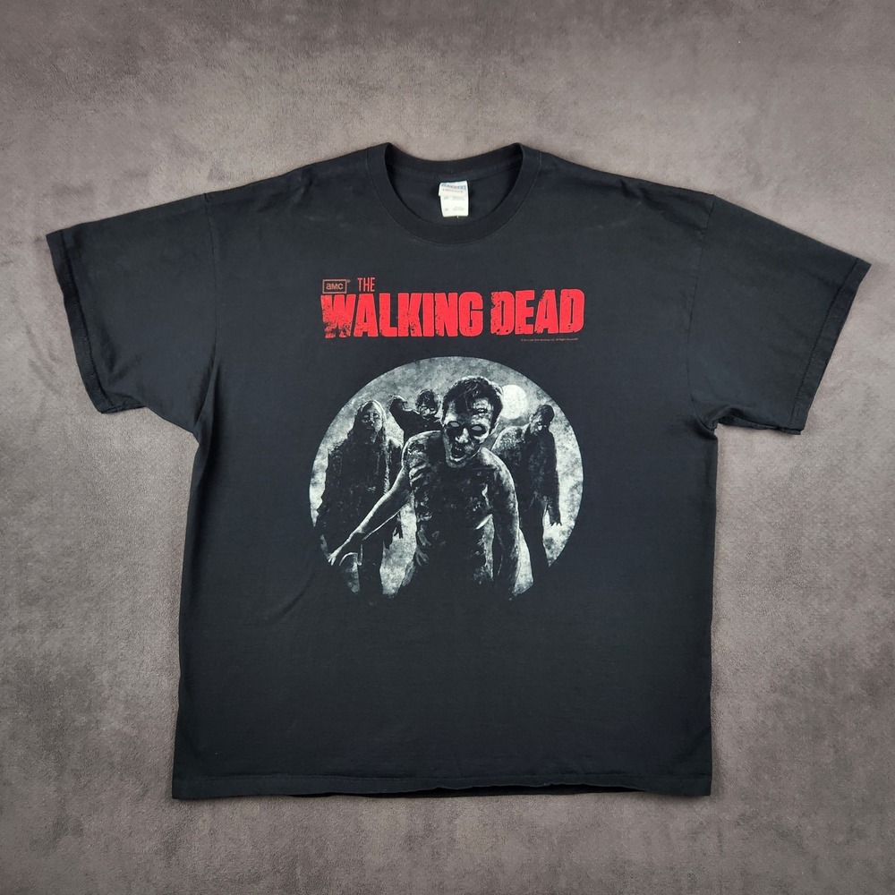 The Walking Dead Shirt Mens 2XL Black AMC 2012 Zombies Moon Graphic Tee Horror‎